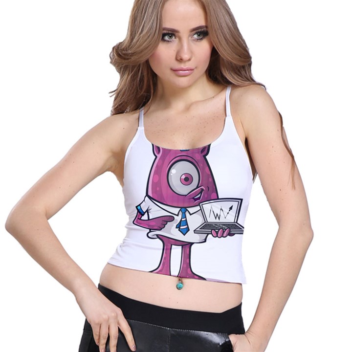 Business Education Logo Monster Spaghetti Strap Bra Top