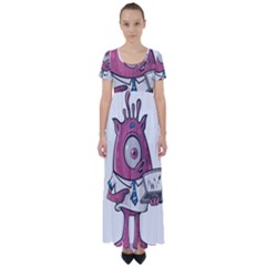 Business Education Logo Monster High Waist Short Sleeve Maxi Dress by Simbadda