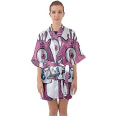 Business Education Logo Monster Quarter Sleeve Kimono Robe by Simbadda