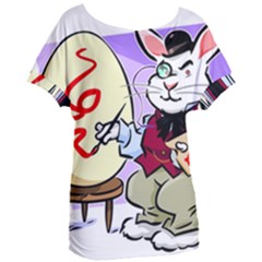 Bunny Easter Artist Spring Cartoon Women s Oversized Tee by Simbadda