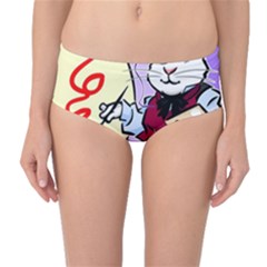 Bunny Easter Artist Spring Cartoon Mid-waist Bikini Bottoms by Simbadda