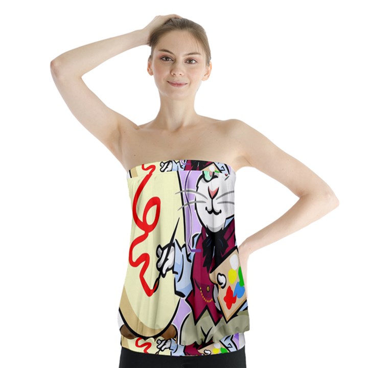 Bunny Easter Artist Spring Cartoon Strapless Top