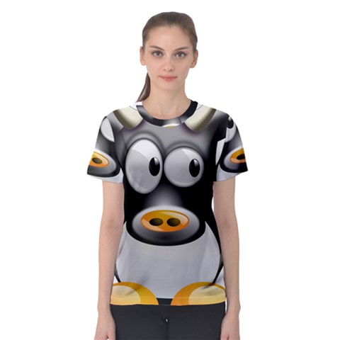 Cow Animal Mammal Cute Tux Women s Sport Mesh Tee by Simbadda