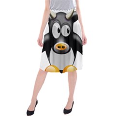 Cow Animal Mammal Cute Tux Midi Beach Skirt by Simbadda