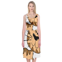 Cats Kittens Animal Cartoon Moving Midi Sleeveless Dress by Simbadda