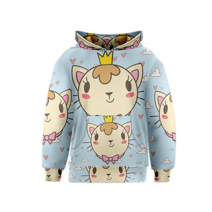 Cat Cloud Heart Texture Kitten Kids  Pullover Hoodie