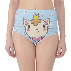 Cat Cloud Heart Texture Kitten Classic High-waist Bikini Bottoms by Simbadda