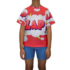 Comic Bubble Popart Cartoon Action Kids  Short Sleeve Swimwear by Simbadda