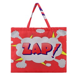 Comic Bubble Popart Cartoon Action Zipper Large Tote Bag by Simbadda