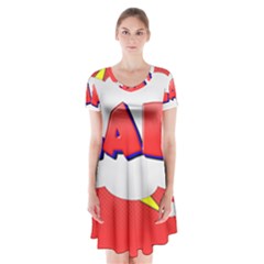 Comic Bubble Popart Cartoon Action Short Sleeve V-neck Flare Dress by Simbadda