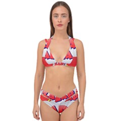 Comic Bubble Popart Cartoon Action Double Strap Halter Bikini Set