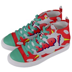 Comic Bubble Popart Cartoon Action Women s Mid-top Canvas Sneakers by Simbadda