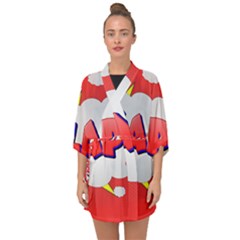 Comic Bubble Popart Cartoon Action Half Sleeve Chiffon Kimono