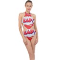 Comic Bubble Popart Cartoon Action Halter Side Cut Swimsuit View1