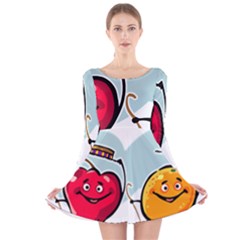 Dancing Fruit Apple Organic Fruit Long Sleeve Velvet Skater Dress by Simbadda