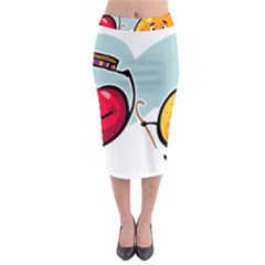 Dancing Fruit Apple Organic Fruit Midi Pencil Skirt