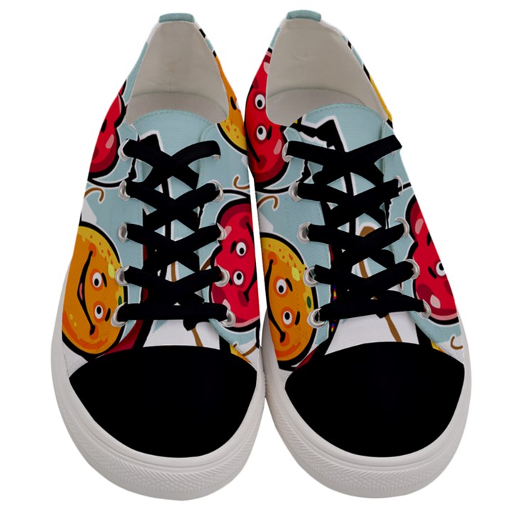 Dancing Fruit Apple Organic Fruit Men s Low Top Canvas Sneakers