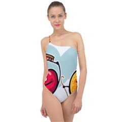 Dancing Fruit Apple Organic Fruit Classic One Shoulder Swimsuit