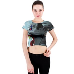 Demon Devil Evil Monster Alien Crew Neck Crop Top by Simbadda