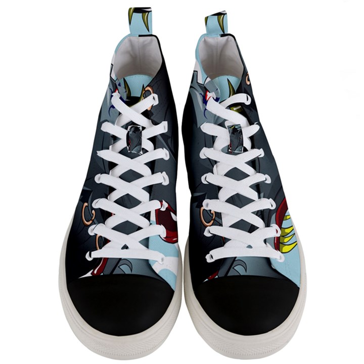 Demon Devil Evil Monster Alien Men s Mid-Top Canvas Sneakers