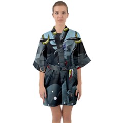 Demon Devil Evil Monster Alien Quarter Sleeve Kimono Robe by Simbadda