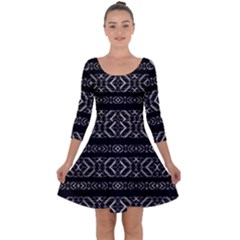 Futuristic Geometric Stripes Pattern Quarter Sleeve Skater Dress by dflcprints