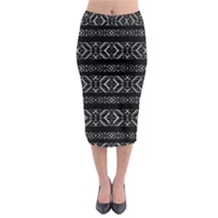 Futuristic Geometric Stripes Pattern Midi Pencil Skirt