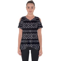 Futuristic Geometric Stripes Pattern Cut Out Side Drop Tee by dflcprints