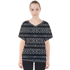 Futuristic Geometric Stripes Pattern V-neck Dolman Drape Top by dflcprints