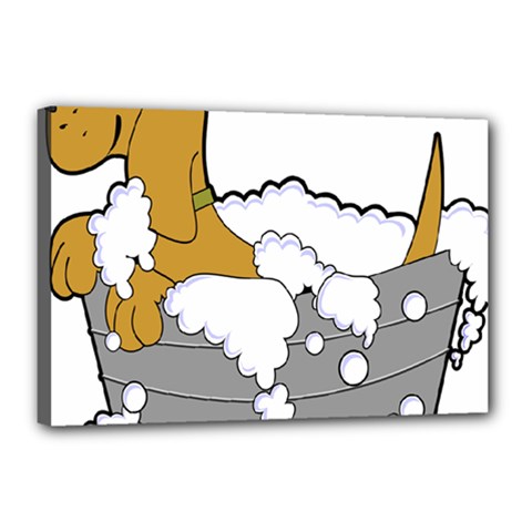 Dog Bath Grooming Canvas 18  X 12  by Simbadda