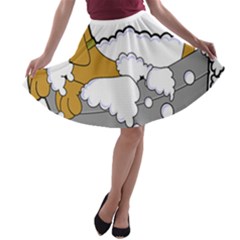 Dog Bath Grooming A-line Skater Skirt by Simbadda