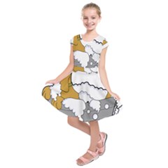 Dog Bath Grooming Kids  Short Sleeve Dress by Simbadda