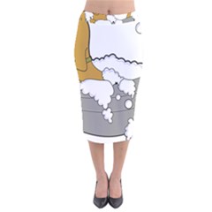 Dog Bath Grooming Velvet Midi Pencil Skirt by Simbadda