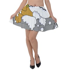 Dog Bath Grooming Velvet Skater Skirt by Simbadda