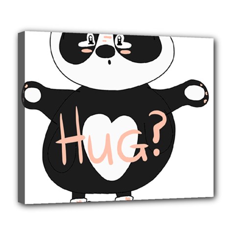 Panda Hug Sorry Cute Cute Bear Deluxe Canvas 24  X 20   by Simbadda