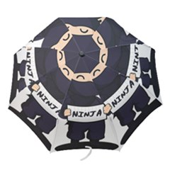 Ninja Baby Parent Cartoon Japan Folding Umbrellas by Simbadda