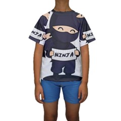 Ninja Baby Parent Cartoon Japan Kids  Short Sleeve Swimwear by Simbadda