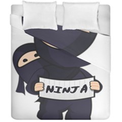 Ninja Baby Parent Cartoon Japan Duvet Cover Double Side (california King Size) by Simbadda