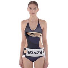 Ninja Baby Parent Cartoon Japan Cut-out One Piece Swimsuit by Simbadda