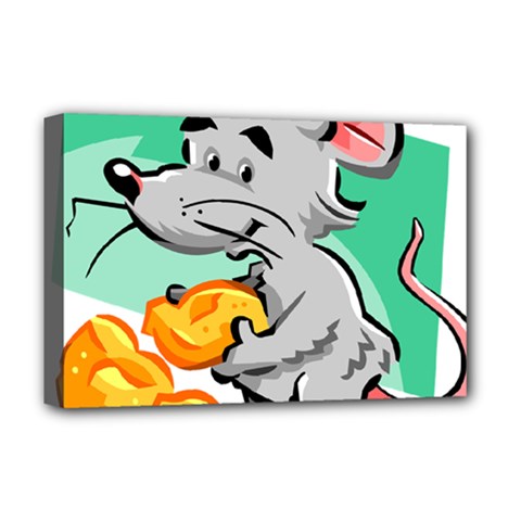 Mouse Cheese Tail Rat Hole Deluxe Canvas 18  X 12   by Simbadda