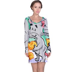 Mouse Cheese Tail Rat Hole Long Sleeve Nightdress by Simbadda