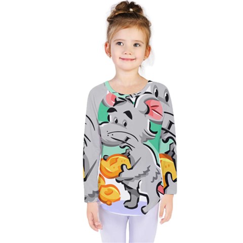 Mouse Cheese Tail Rat Hole Kids  Long Sleeve Tee by Simbadda