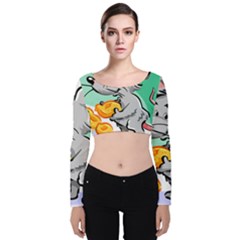 Mouse Cheese Tail Rat Hole Velvet Crop Top