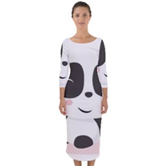 Panda Bear Funny Cute Quarter Sleeve Midi Bodycon Dress by Simbadda