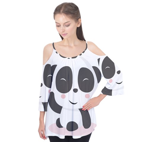 Panda Bear Funny Cute Flutter Tees by Simbadda