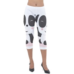 Panda Bear Funny Cute Lightweight Velour Capri Leggings 