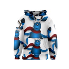 Reindeer Dancing Blue Christmas Kids  Pullover Hoodie by Simbadda