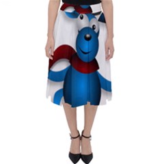 Reindeer Dancing Blue Christmas Folding Skater Skirt by Simbadda