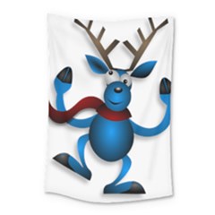 Reindeer Dancing Blue Christmas Small Tapestry