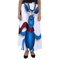 Reindeer Dancing Blue Christmas Flared Maxi Skirt by Simbadda